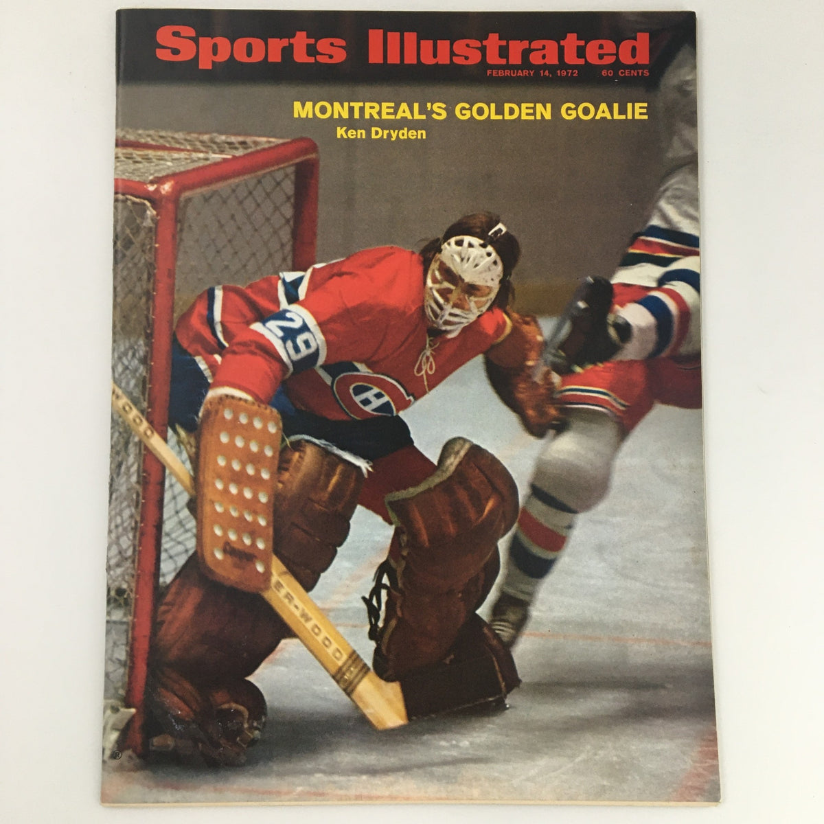 VTG Sports Illustrated Magazine February 14 1972 Ken Dryden Canadiens cover featuring Ken Dryden in goalie gear during a hockey game, capturing a significant moment in sports history.