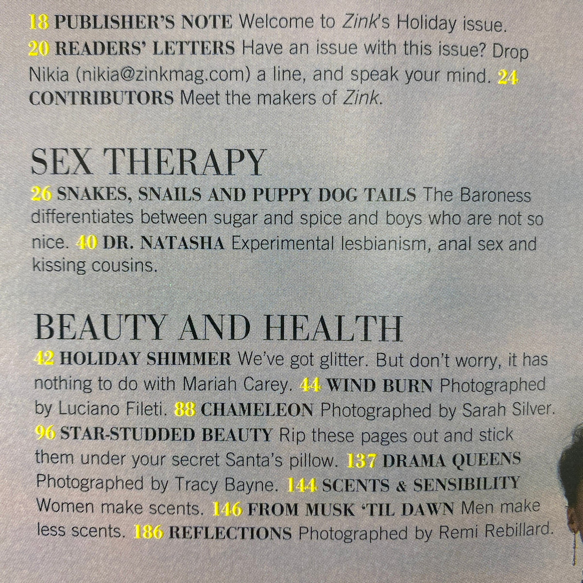 Zink Magazine December - January 2003 Cover featuring unique artwork with vibrant colors and decorative text, capturing the essence of early 2000s pop culture.