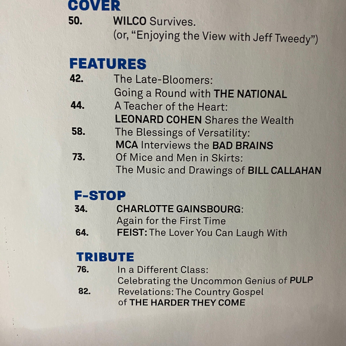 Filter Music Magazine Spring 2007 featuring an article about Wilco and Jeff Tweedy, including insights on various music genres and artists.