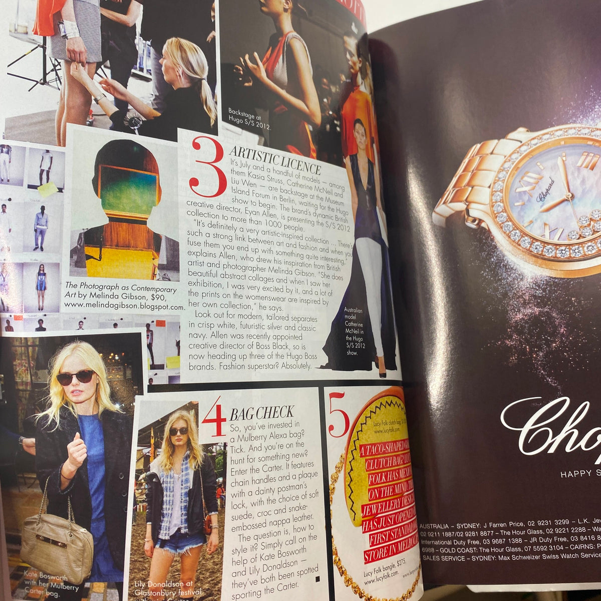 Interior page of Harper's Bazaar Australia Magazine October 2011 displaying fashion editorial content and striking imagery from the issue.