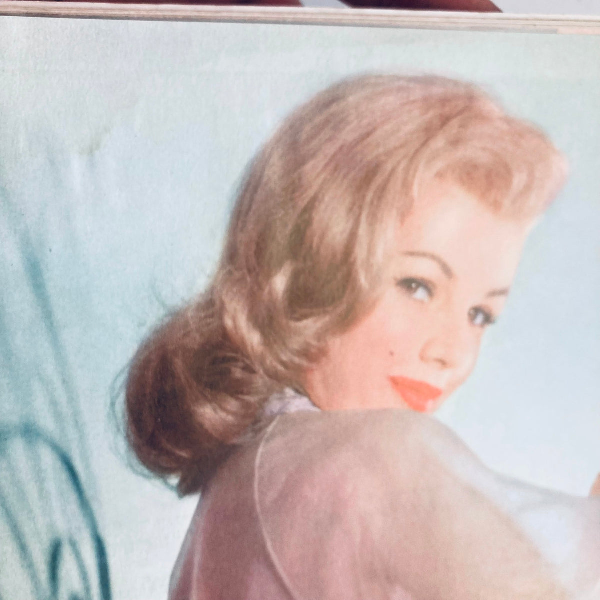 Close-up of Dolores Donlon, featured in VTG Playboy Magazine August 1957, highlighting her classic beauty as the centerfold.