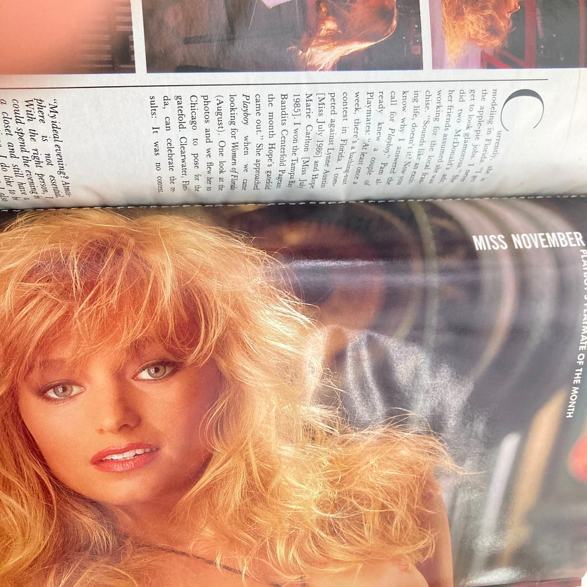 Inside page of VTG Playboy Magazine November 1987 showcasing Miss November, highlighting significant content from the magazine.