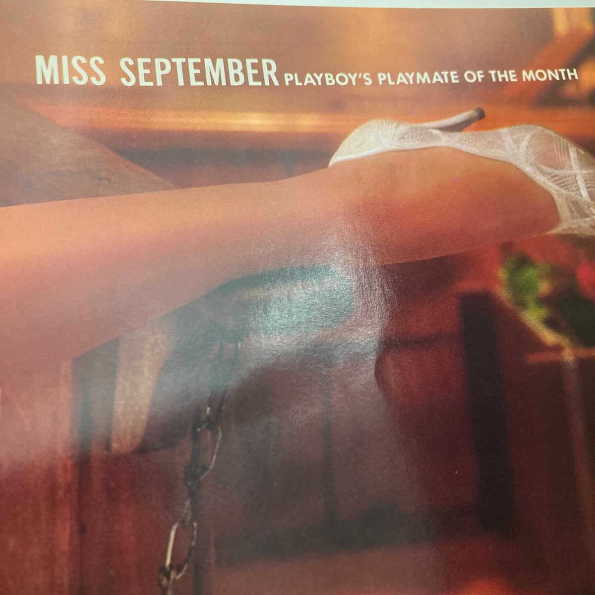 Detail from the VTG Playboy Magazine September 1987, showcasing 'Miss September', Playboy's Playmate of the Month with elegant footwear.