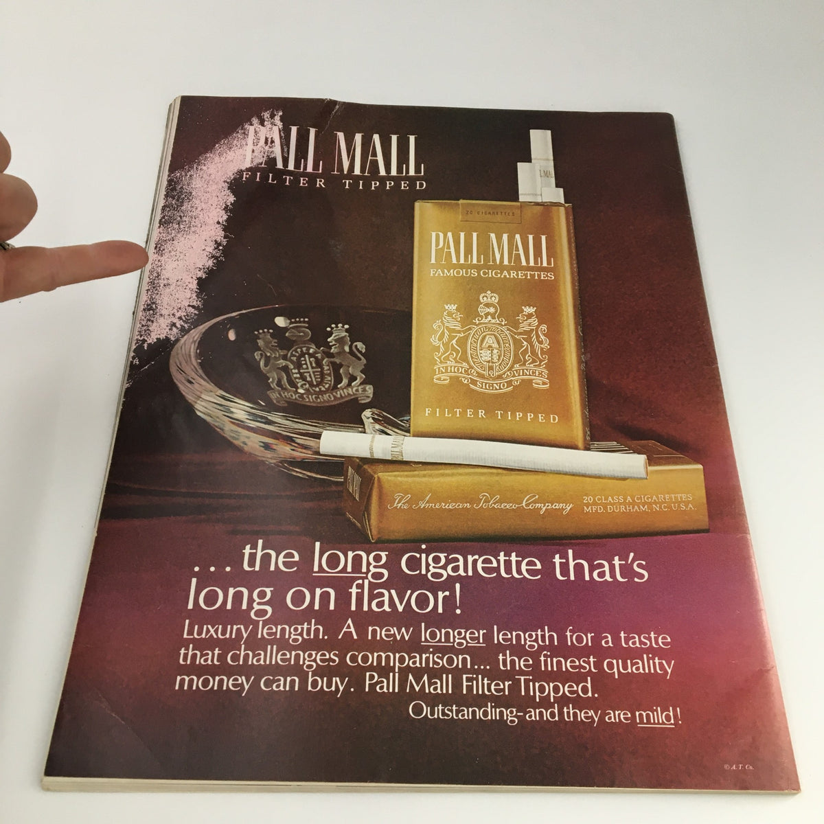 Back cover of The Saturday Evening Post May 21 1966 featuring an advertisement for Pall Mall cigarettes, encapsulating mid-20th century advertising style.