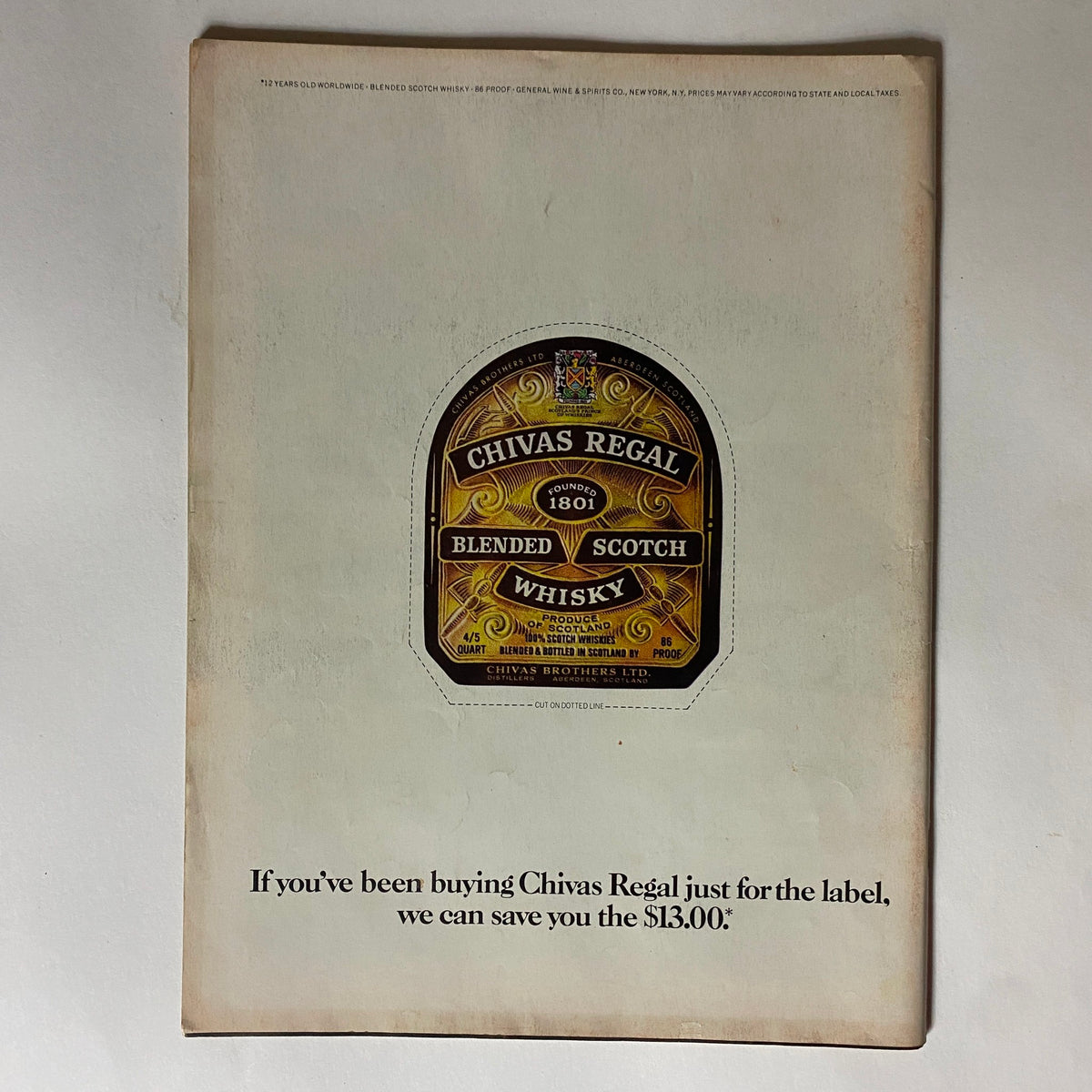 Back cover advertisement of the VTG Time Magazine May 16, 1977 for Chivas Regal blended Scotch whisky, highlighting a savings incentive and showcasing the iconic label.