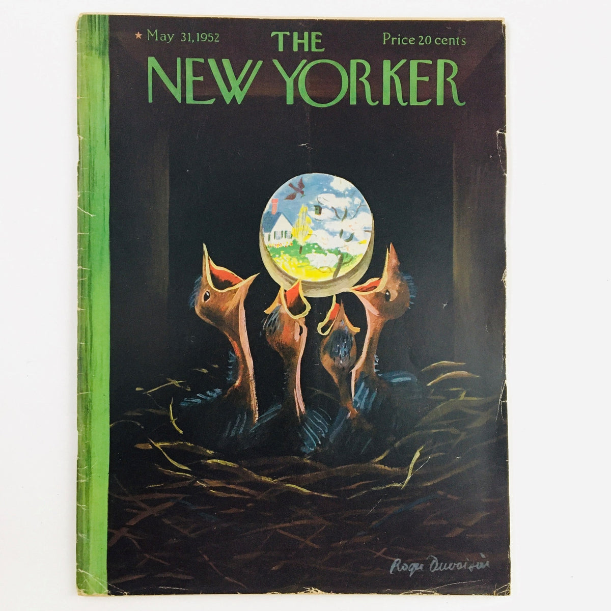 Cover of The New Yorker Magazine May 31 1952, featuring an illustrated theme by Roger Duvoisin with chicks in a nest looking at a crystal ball.