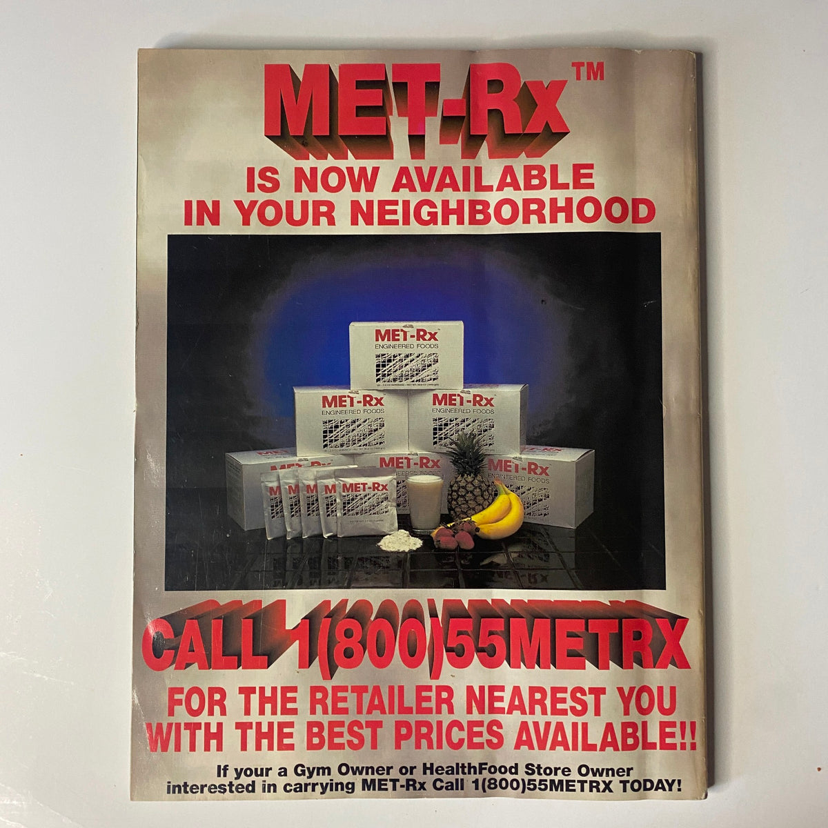 Advertisement for MET-Rx products from Muscular Development Magazine January 1995, promoting nutritional supplements for bodybuilders.