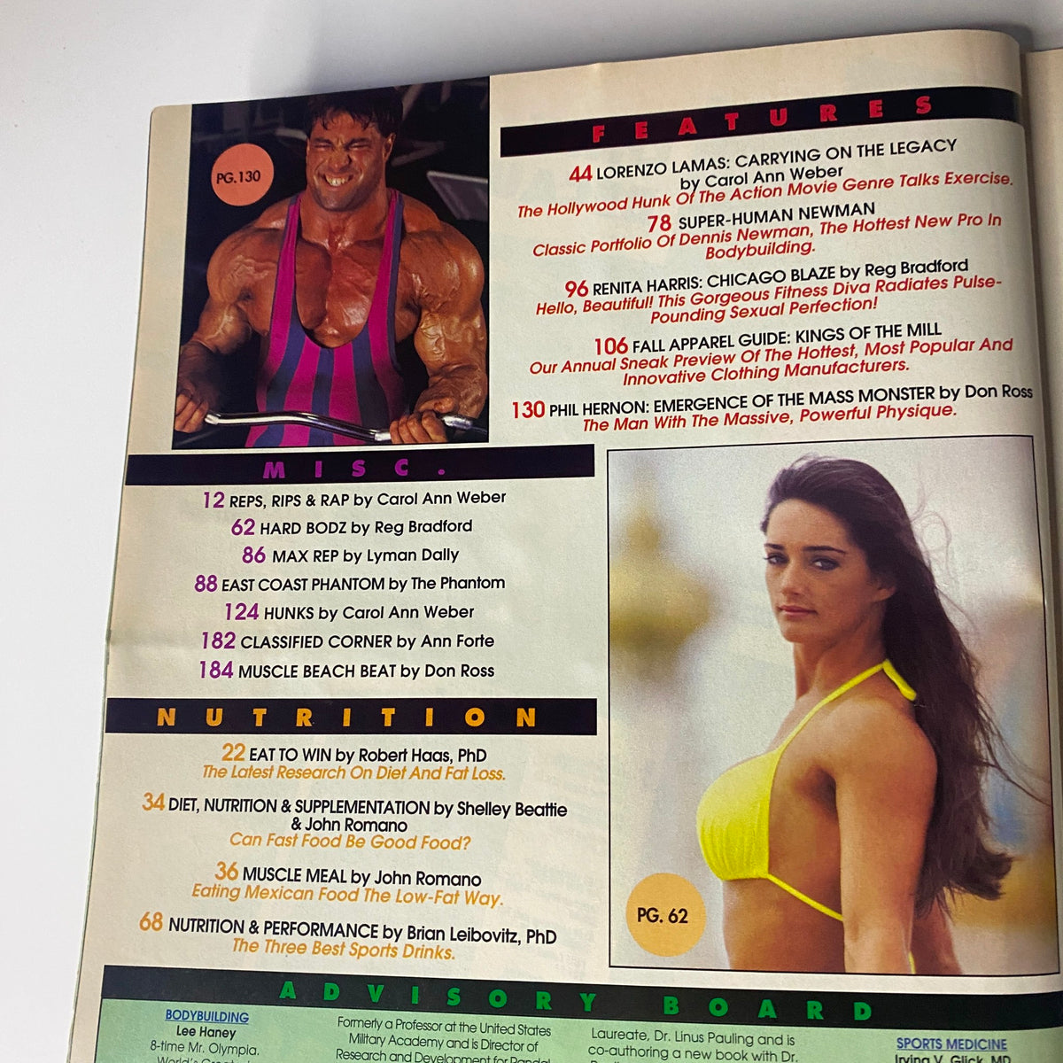 Feature page from Muscular Development Magazine December 1994 featuring fitness expert insights and nutrition tips.