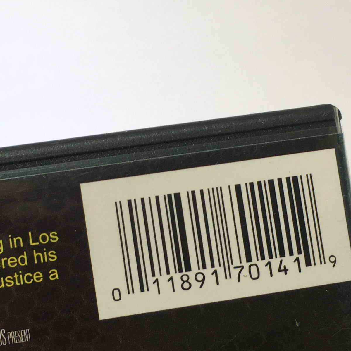 Close-up of the barcode and packaging details of the Death Wish 2 3 4 Charles Bronson DVD, showcasing the product's identification and quality.