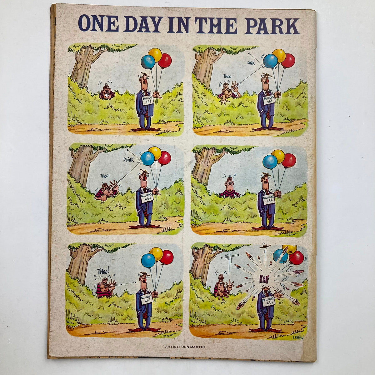 Mad Magazine September 1970 No. 137 comic titled 'One Day in the Park' by artist Don Martin, featuring humorous illustrations and witty captions.
