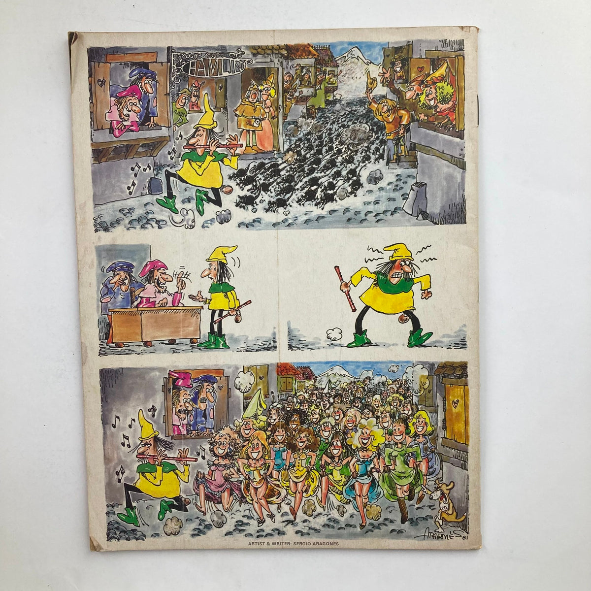 Back cover of Mad Magazine July 1982 No. 232, showcasing a colorful comic strip by artist Sergio Aragonés. This vintage issue titled 'The Greatest American Zero' captures the humorous essence of the magazine.