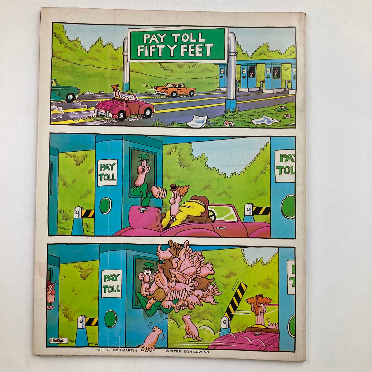 Comic strip from Mad Magazine March 1980 No. 213, showcasing a humorous toll booth scene illustrated by Don Martin.