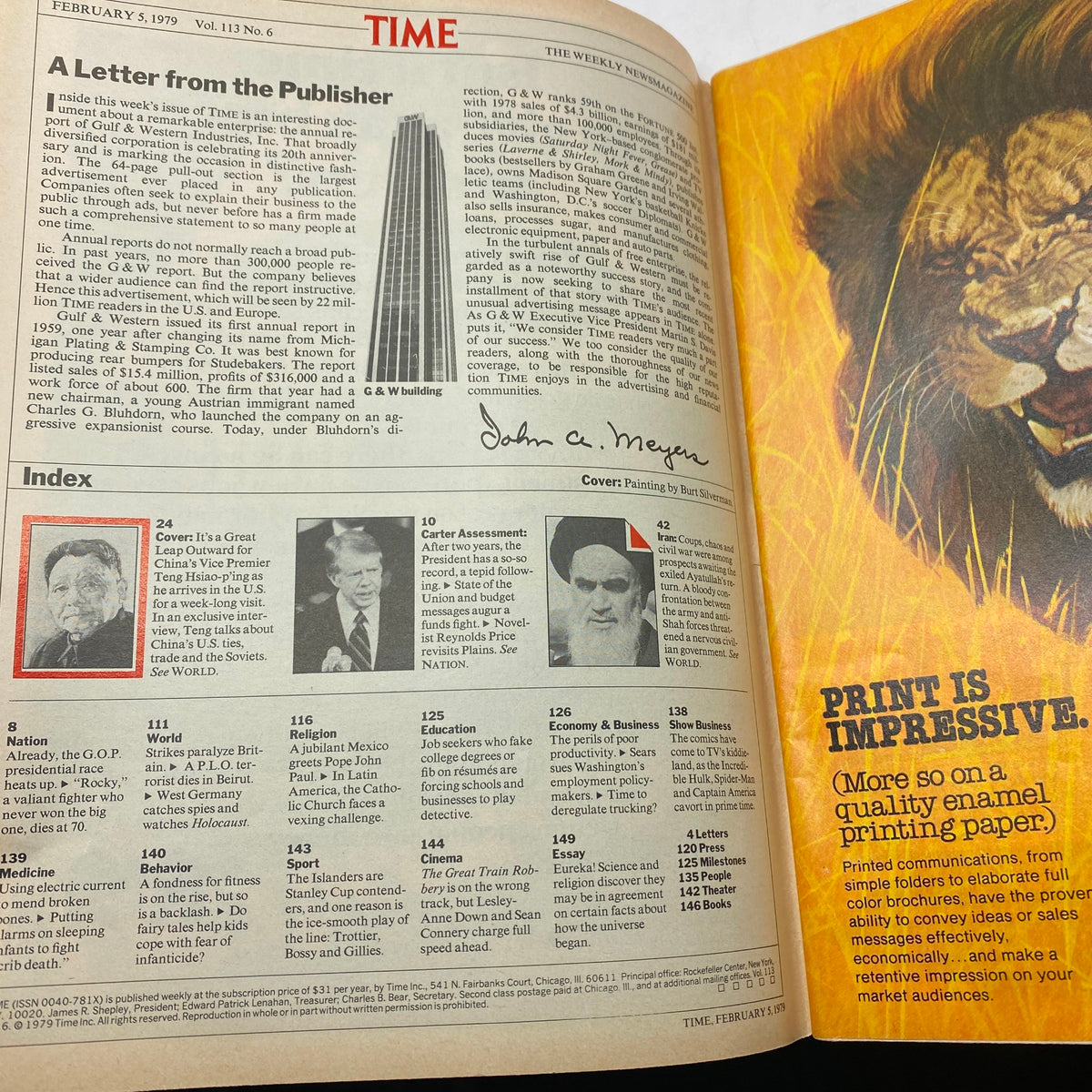 Vintage Time Magazine February 5, 1979 Deng Xiaoping Comes Calling VG