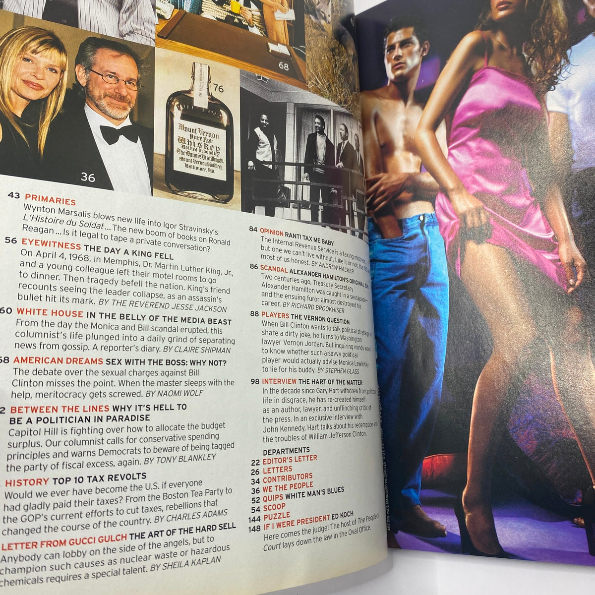 Another inside page of George Magazine April 1998, presenting editorial content and features from the issue.