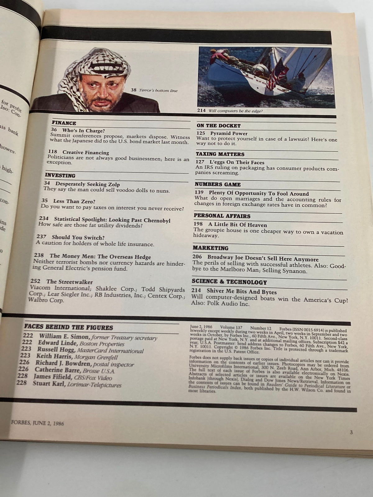 Another inside page of VTG Forbes Magazine June 2 1986 displaying additional features, articles on finance, investing, and interviews with notable figures.