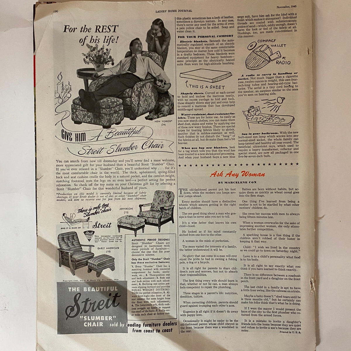 Ladies' Home Journal Magazine November 1945 This Side of Innocence GD Interior