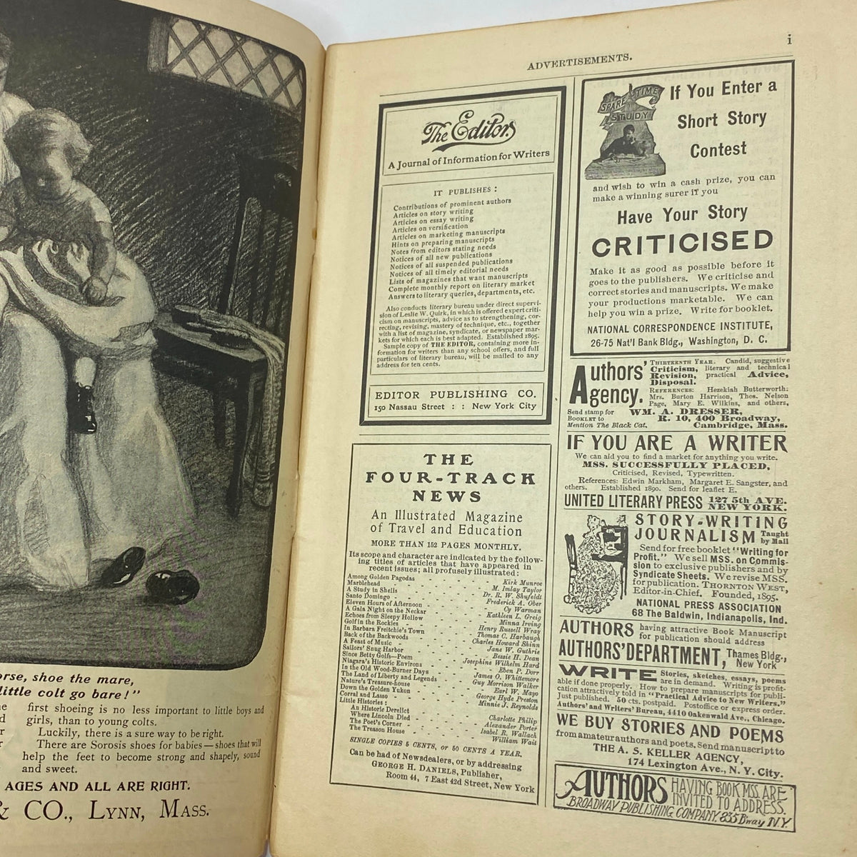 Interior page of VTG The Black Cat Magazine July 1904 featuring advertisements and promotional content.