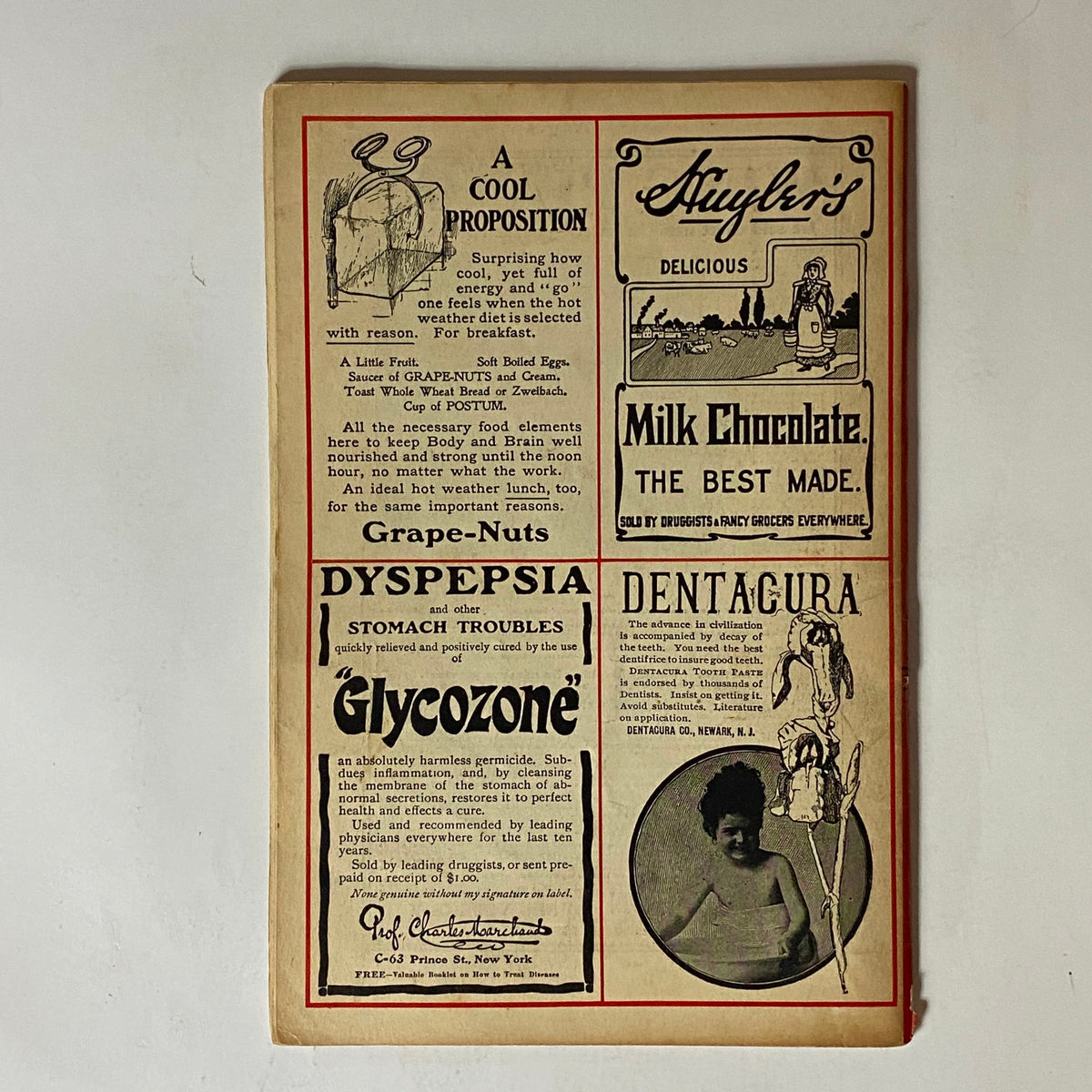 Back cover of VTG The Black Cat Magazine July 1904 displaying advertisements for various products and services.