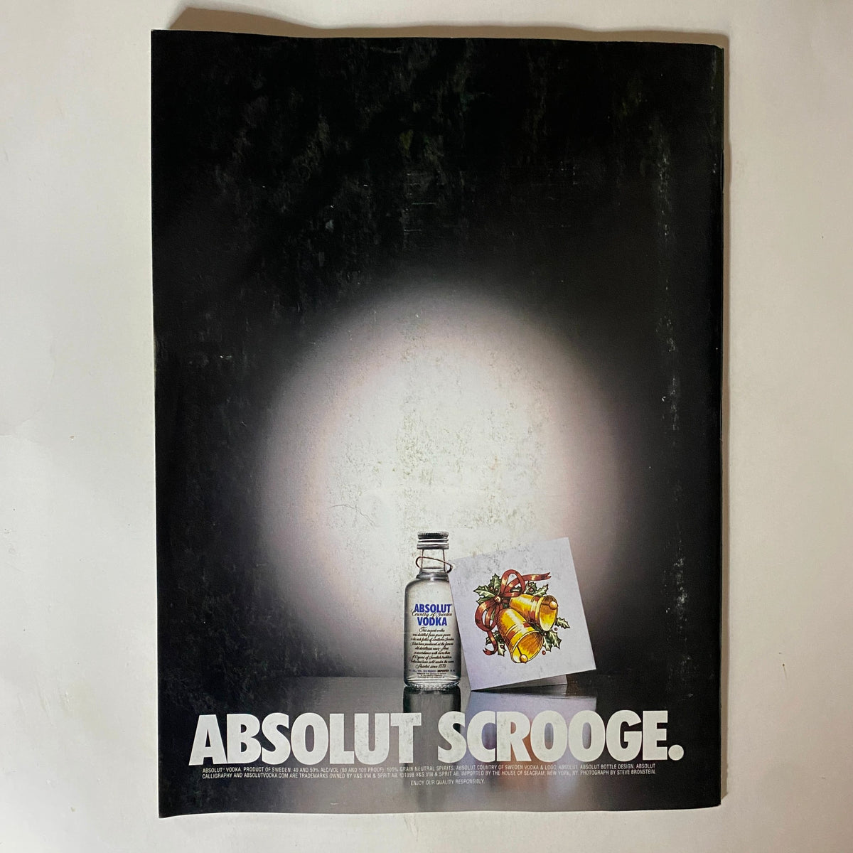 Back cover of Tennis Magazine December 1998 January 1999 featuring an advertisement for Absolut Vodka, illustrating vintage magazine advertising style.