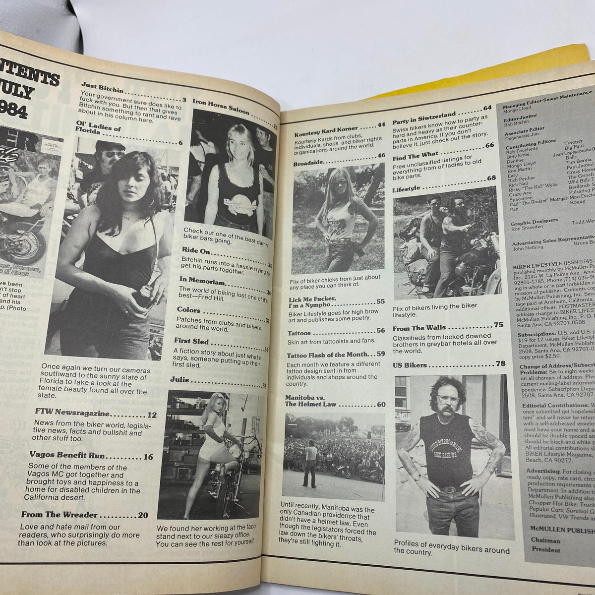 Vintage Biker Lifestyle Magazine July 1984 Vol 4 No. 7 Iron Horse Saloon No Label