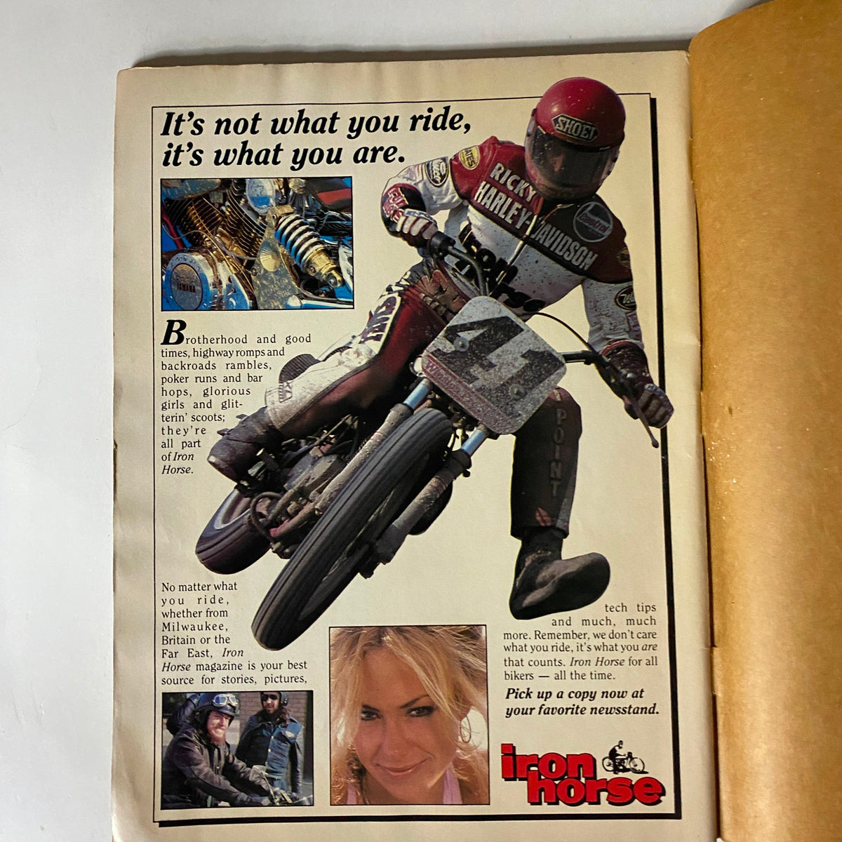 Advertisement page from VTG Easyriders Magazine June 1983 featuring motorcycle culture and lifestyle imagery.