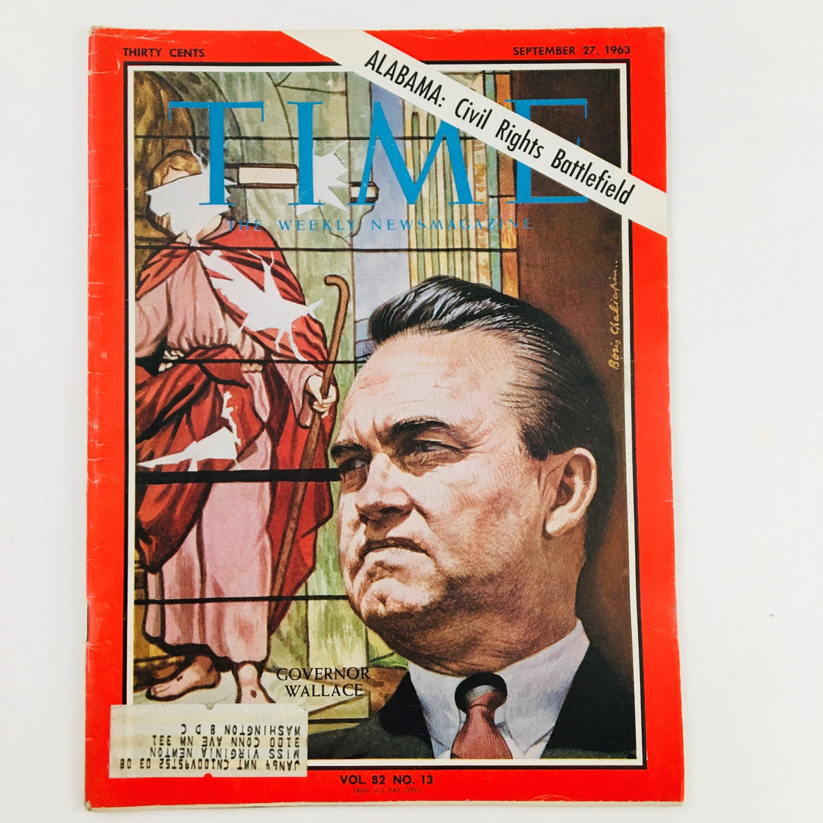 Collectible VTG Time Magazine from September 27, 1963, featuring Alabama Governor George Wallace on the cover, with a historical theme dedicated to the civil rights movement.