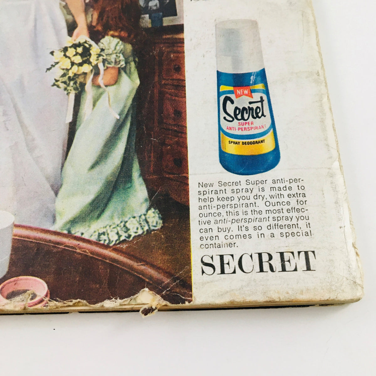 An additional close-up of TV Star Parade Magazine November 1979 featuring a vintage advertisement for Secret anti-perspirant with a bride and child.