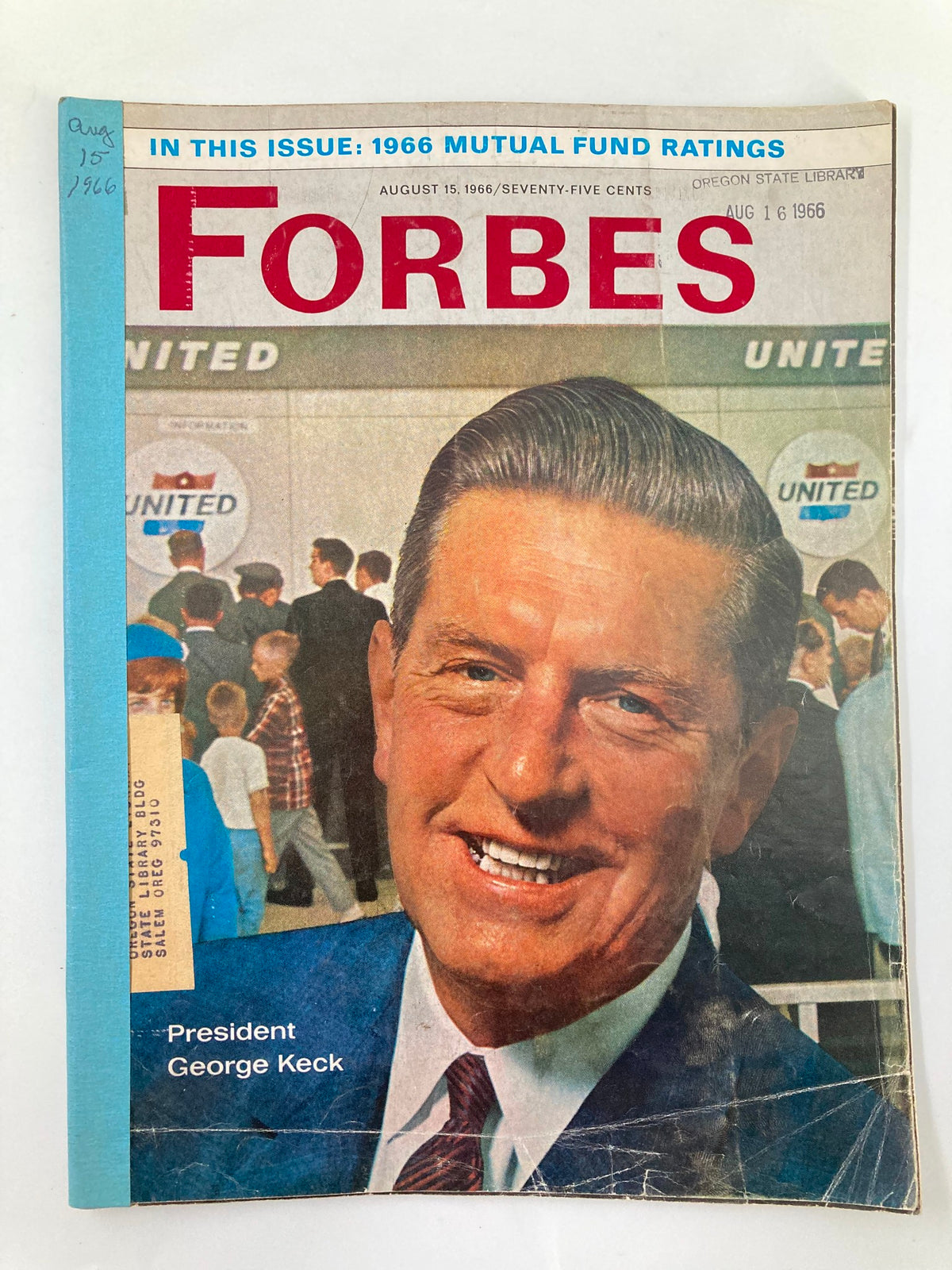 Cover of VTG Forbes Magazine August 15 1966 featuring President George Keck, highlighting a smiling portrait with the title 'FORBES' at the top.