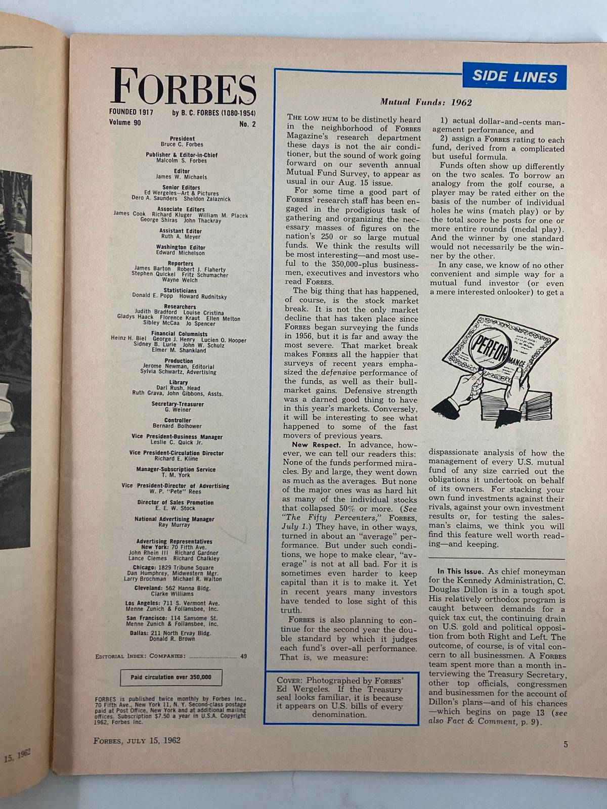 Interior page of VTG Forbes Magazine July 15 1962 displaying content and layout typical of the period, providing insights into financial topics discussed in that issue.