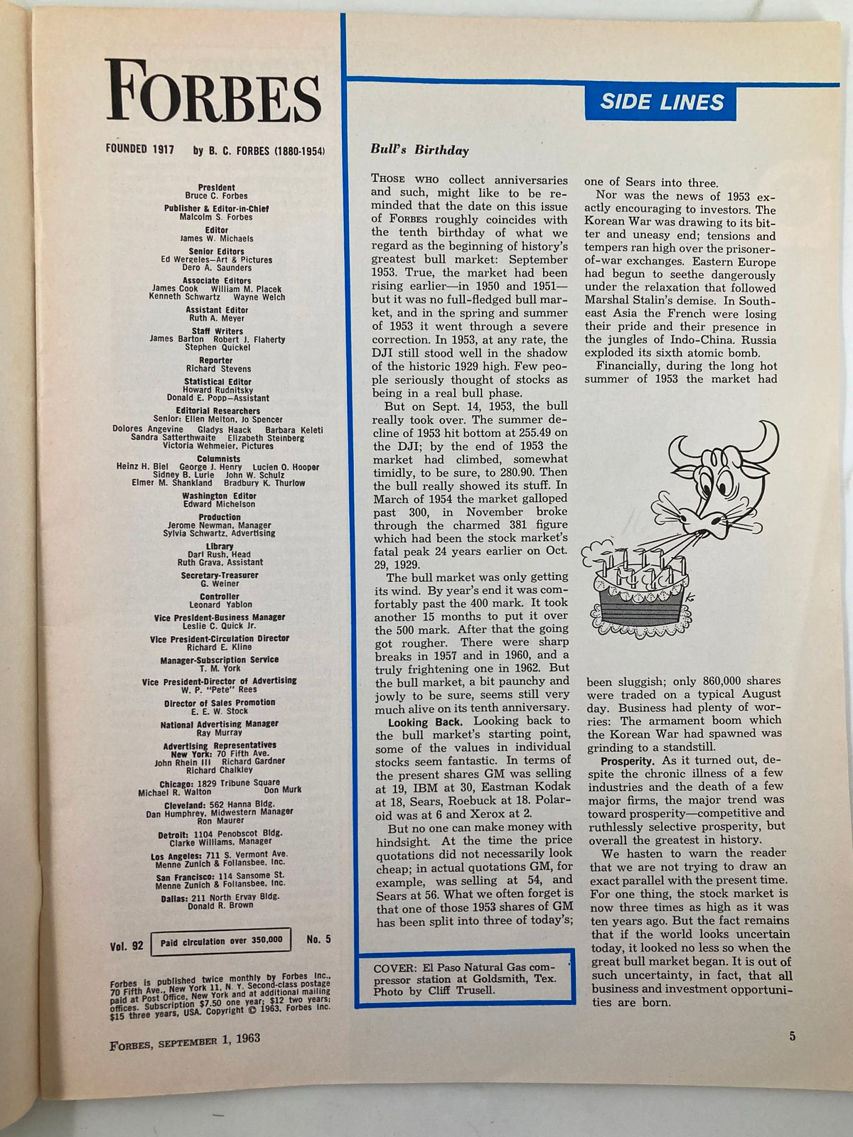 Interior page of VTG Forbes Magazine September 1 1963 displaying articles and content layout related to the topic of the magazine.