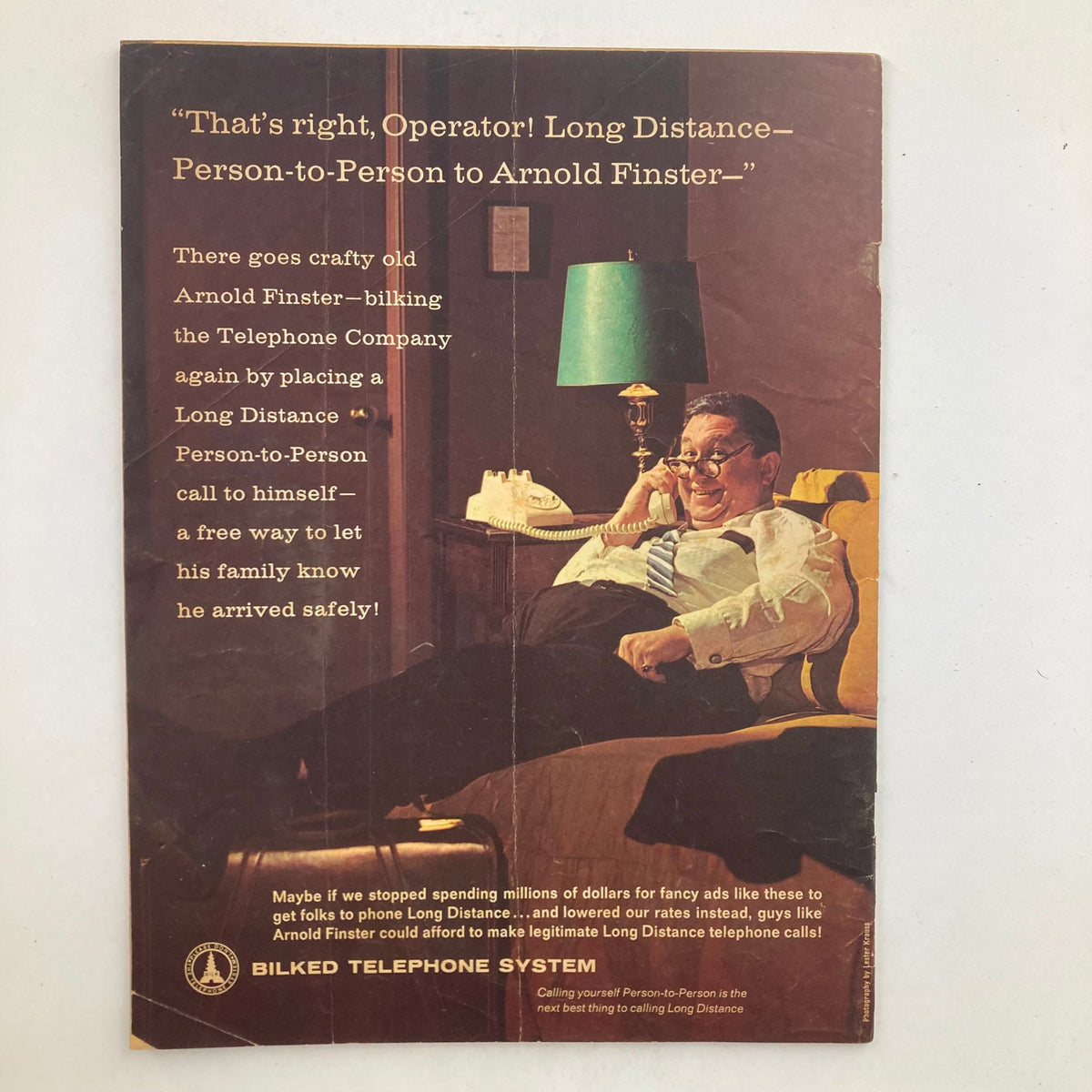 Back cover of Mad Magazine September 1964 No. 89, displaying a humorous telephone advertisement with Arnold Finster, highlighting the magazine's classic comedic artwork.
