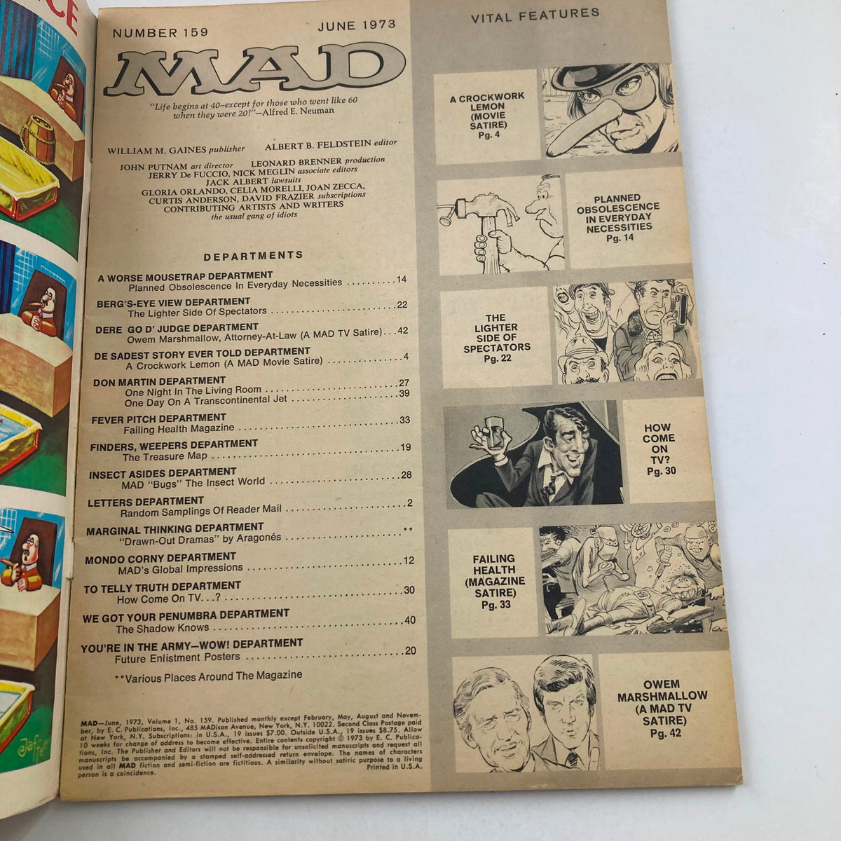 Mad Magazine June 1973 No. 159 A Crockwork Lemon 4.0 VG Very Good No Label