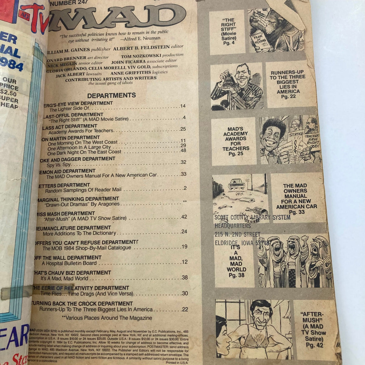 Another page from Mad Magazine June 1984 No. 247 displaying additional content and articles.