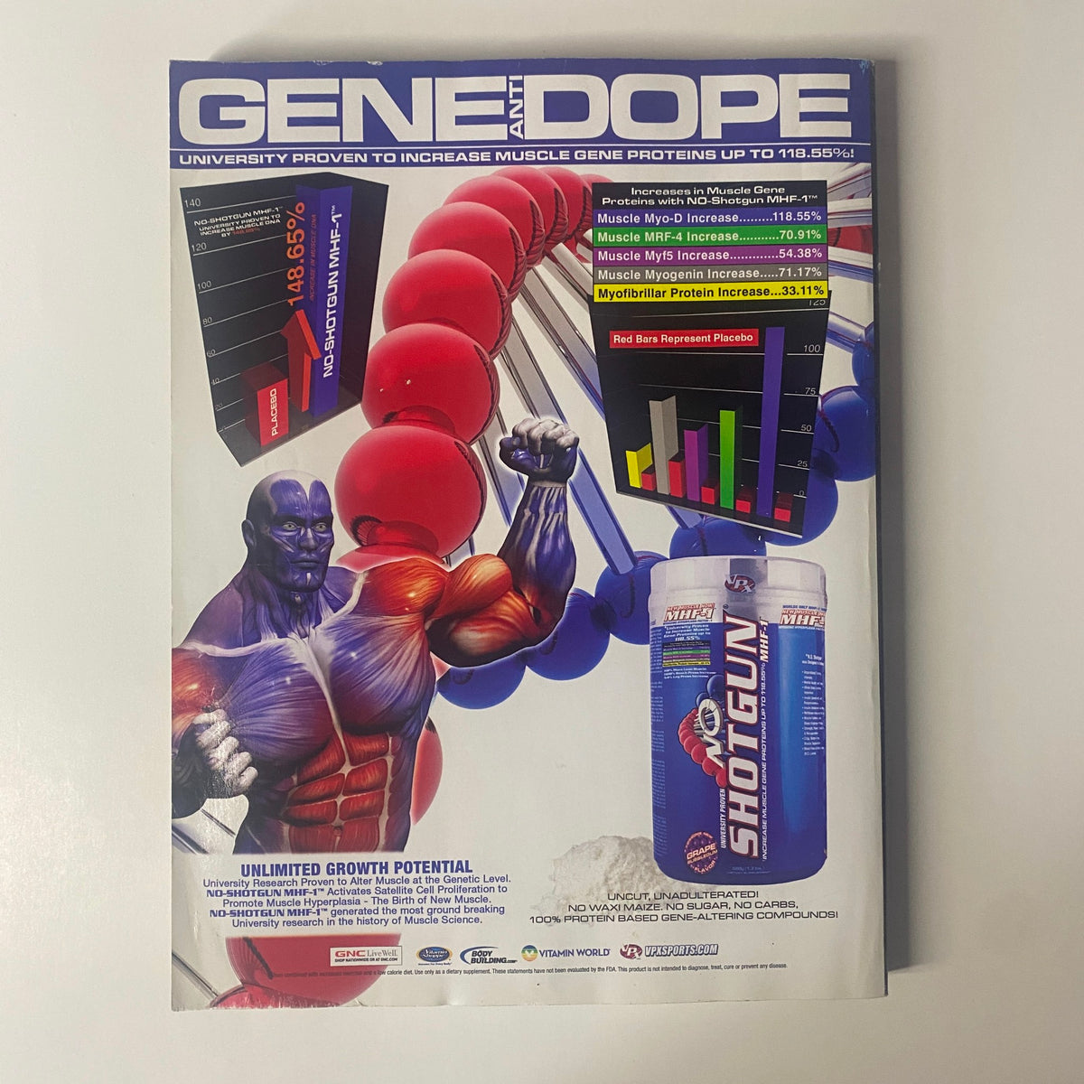 Cover of Muscular Development Magazine, May 2009, Vol. 46 No. 5 featuring Lee Priest with the tagline "GENE ANTI DOPE" discussing muscle gene proteins; magazine in very good condition, no label.