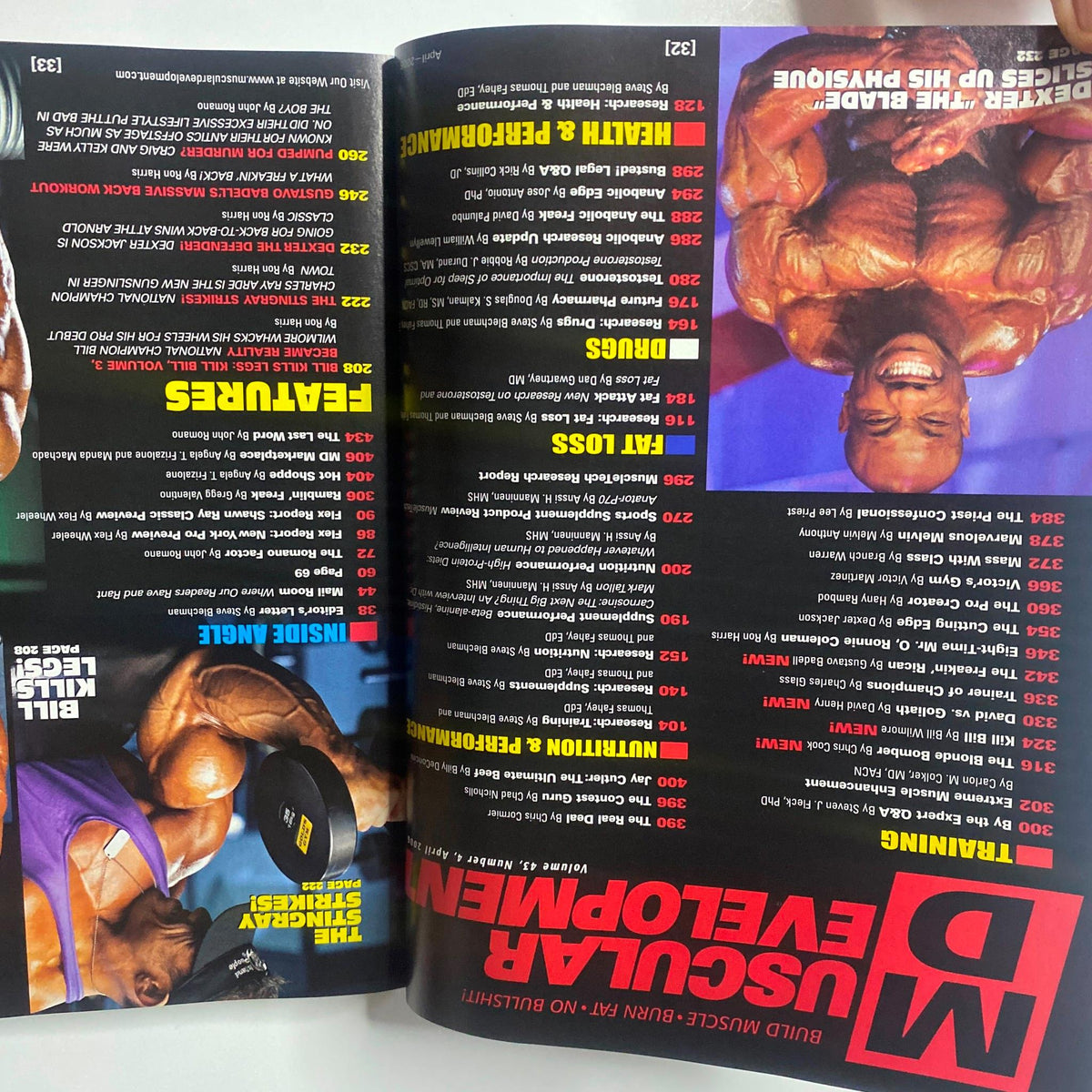Interior page of Muscular Development Magazine April 2006 featuring training tips, features, and workout routines, highlighting Bill Wilmore on the cover, ideal for bodybuilding enthusiasts.