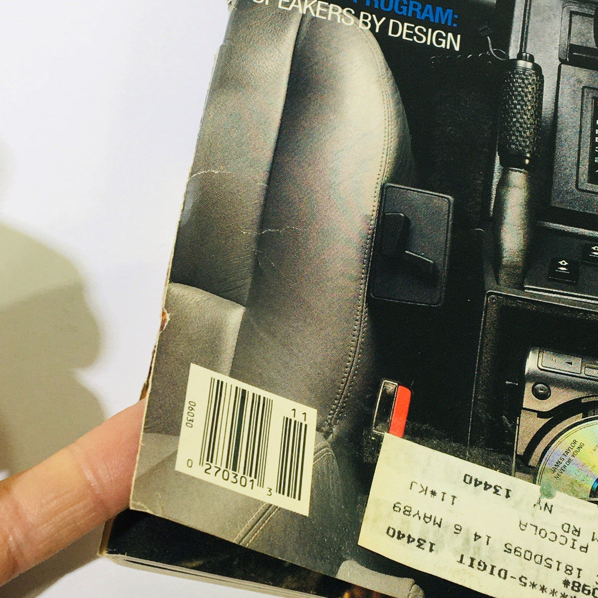 Back cover of VTG Audio Magazine November 1988 highlighting features of the magazine, including a barcode and a dealer sticker, emphasizing its vintage appeal for audio enthusiasts.
