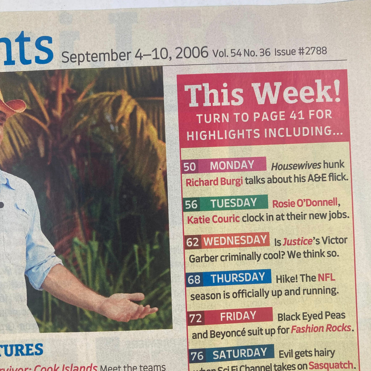 Detailed highlights from TV Guide Magazine September 4-10, 2006, including features about reality TV and notable show insights.