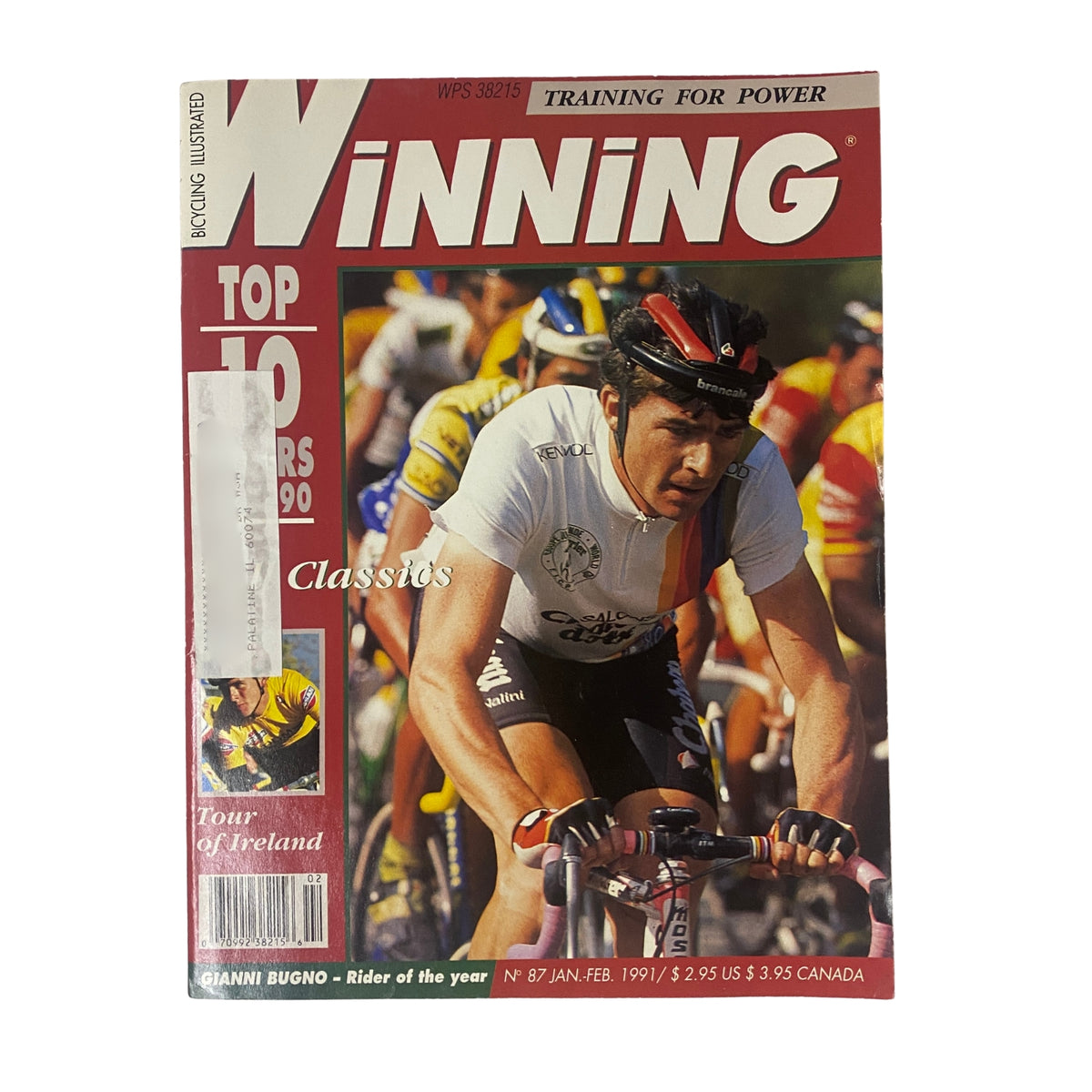 Cover of Winning Bicycle Racing Illustrated - January 1991, No. 87 featuring Gianni Bugno, showcasing key cycling events and highlights from the 1990 season.