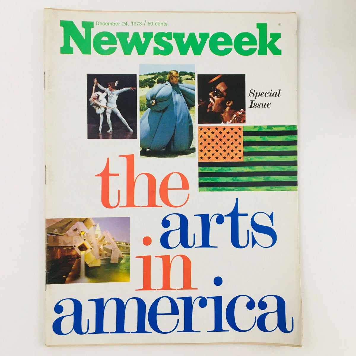 Cover of Newsweek Magazine December 24, 1973 - The Arts in America Special Issue showcasing vibrant artistic images and bold typography.