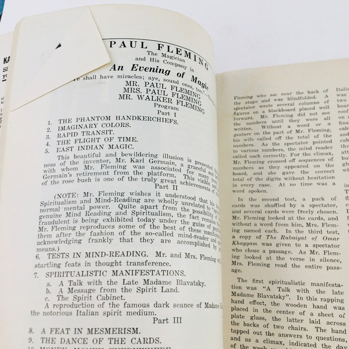 Interior page of The Linking Ring Vol. 31 No. 10 December 1951 presenting a magic show program by Paul Fleming.
