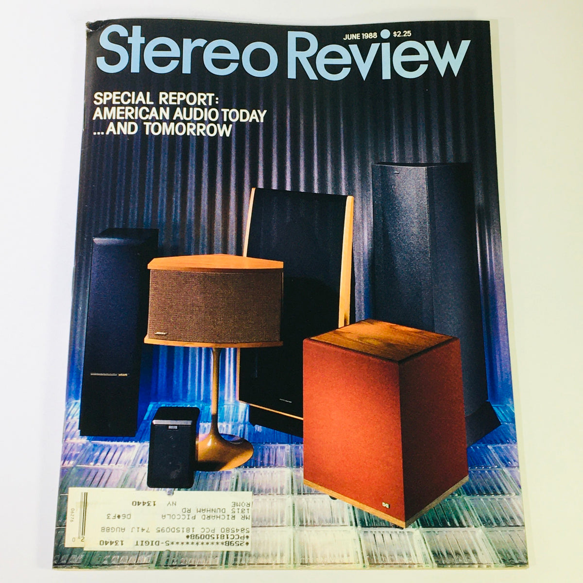 Cover of the June 1988 issue of Stereo Review Magazine featuring a special report on American audio technology today and tomorrow, showcasing various audio equipment including speakers and audio systems.