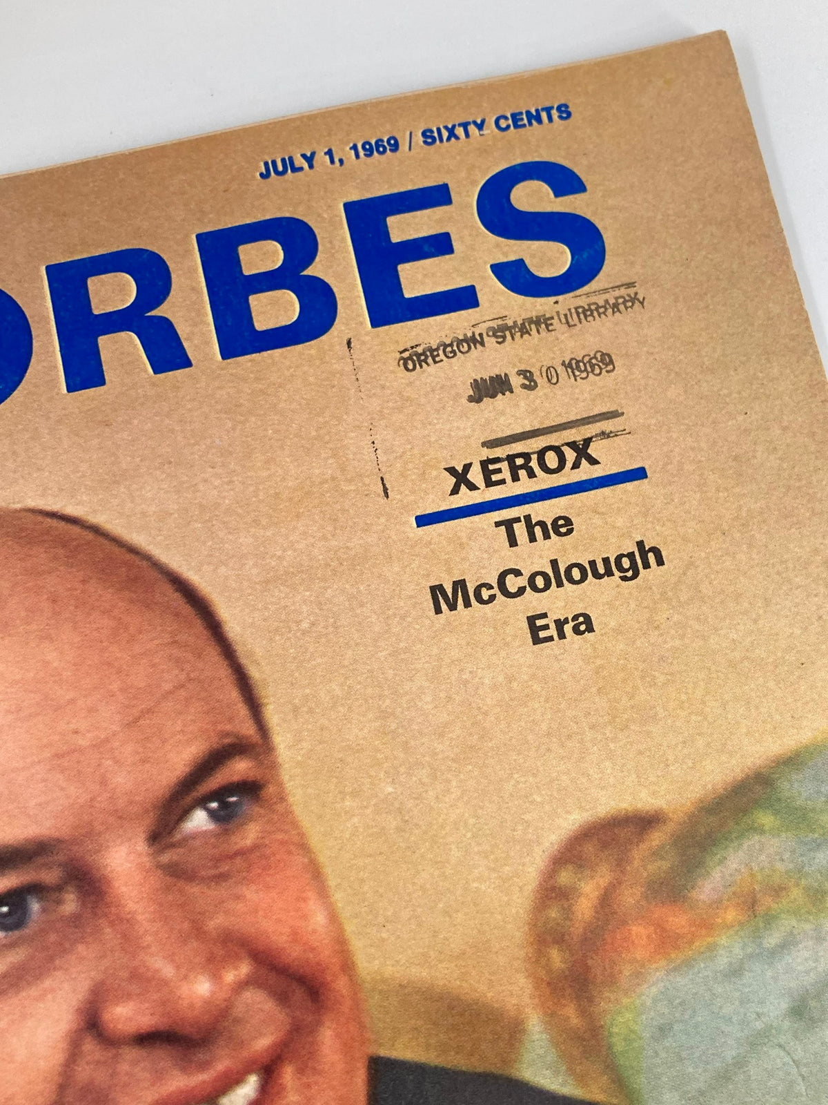Cover of VTG Forbes Magazine July 1, 1969 featuring 'Xerox The McColough Era'. Includes a stamped mark indicating previous ownership by Oregon State Library.