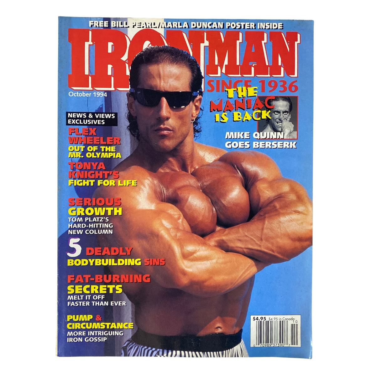 IronMan Magazine October 1994 Vol 53 No 10 featuring Mike Quinn on the cover, showcasing topics like bodybuilding, fitness plans, and nutrition.