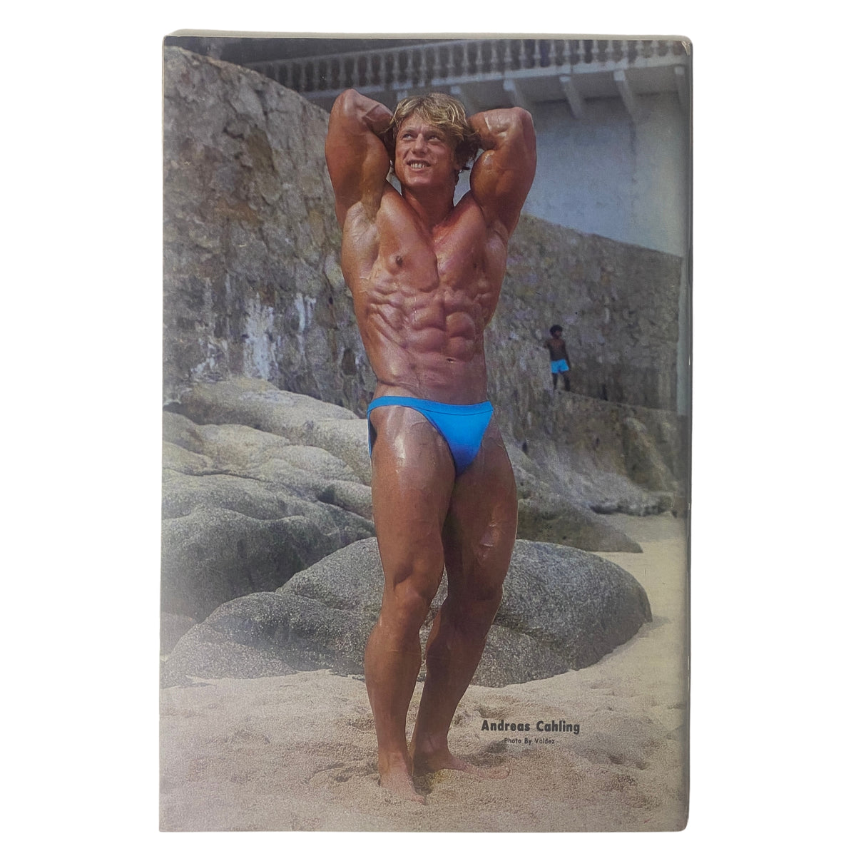 Cover image of IronMan Magazine November 1979 Vol 39 No. 1 showcasing bodybuilder Robert Jodkiewicz in a blue swimsuit, flexing on a beach.