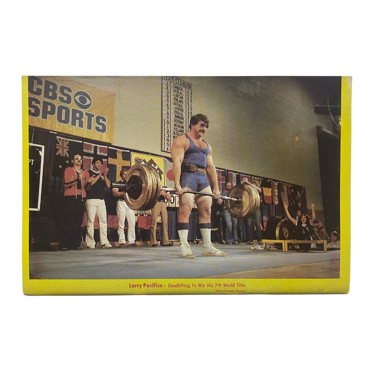 Larry Pacifico deadlifting to win his 7th World Title, featured in IronMan Magazine July 1980 Vol 39 No. 5 Zarif Chabani - No Label, VG condition.