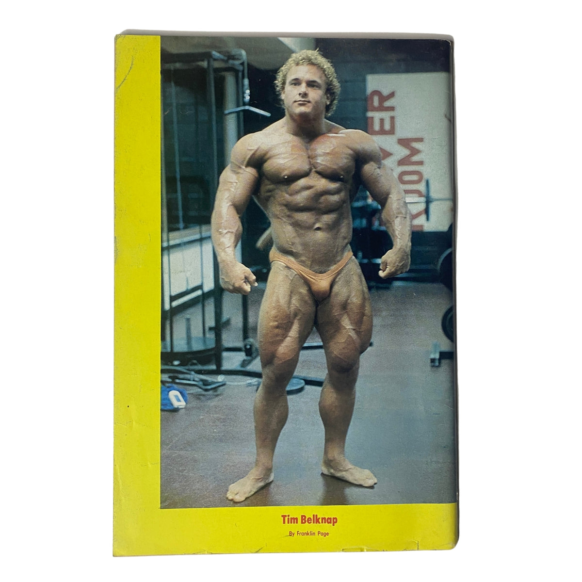 IronMan Magazine September 1981 Vol 40 No 6 back cover image featuring Tim Belknap, a bodybuilder in a gym setting, displaying his muscular physique.