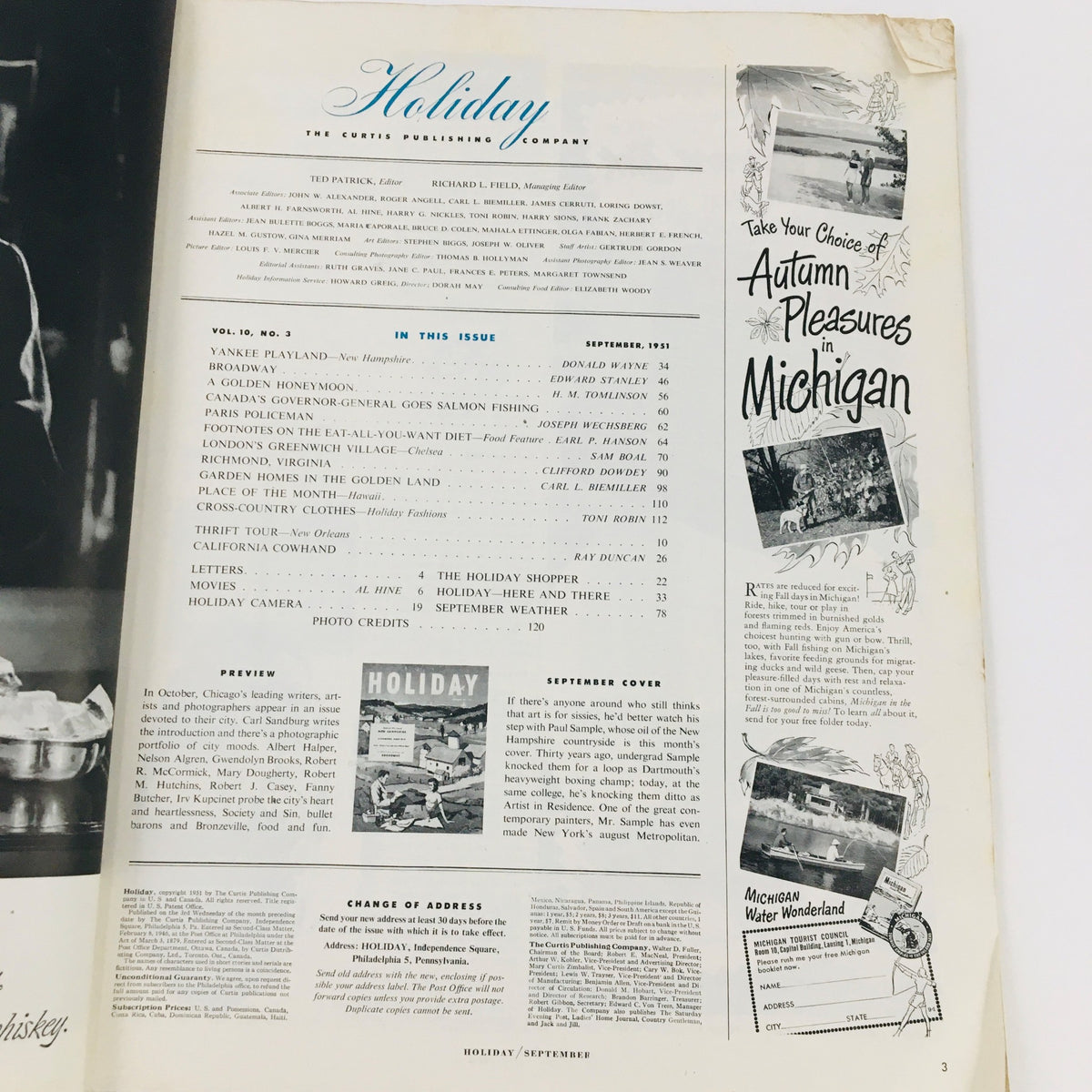 Interior page of the VTG Holiday Magazine September 1951, featuring articles and a vintage layout, providing a glimpse into the magazine's content.