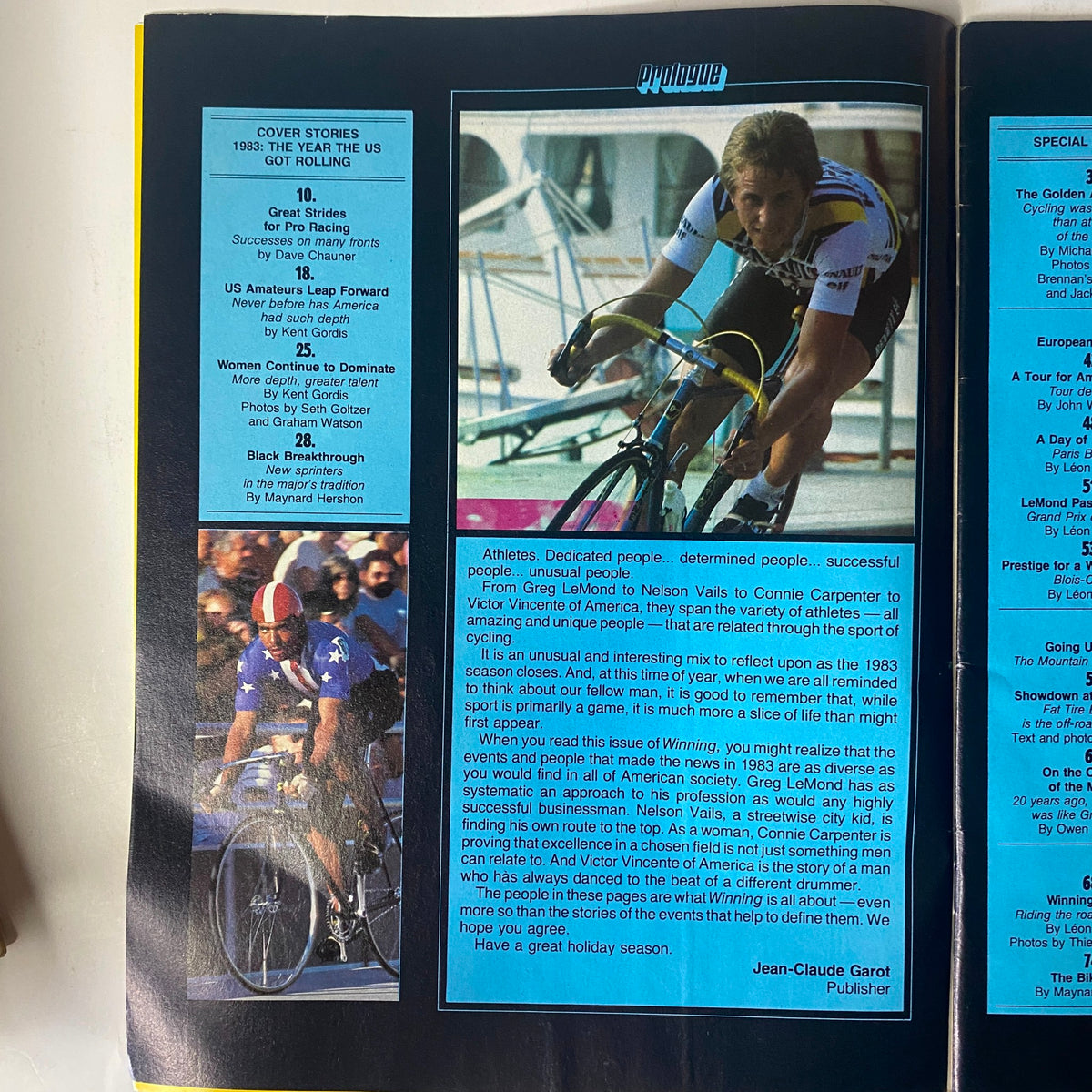 Winning Bicycle Racing Illustrated December 1983 No. 5 features a dynamic image of a professional cyclist in action. This issue highlights Greg LeMond's cover and chronicles the rise of American cycling as a global force.