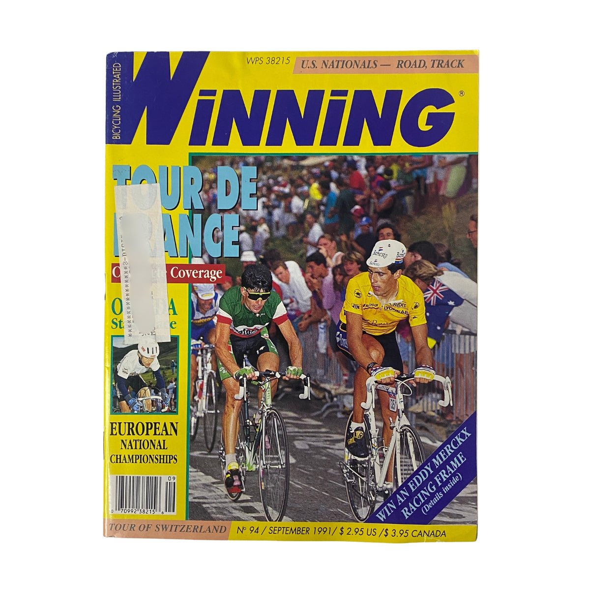 Cover of Winning Bicycle Racing Illustrated September 1991 No. 94 featuring the Tour de France, showcasing cyclists competing during the race.
