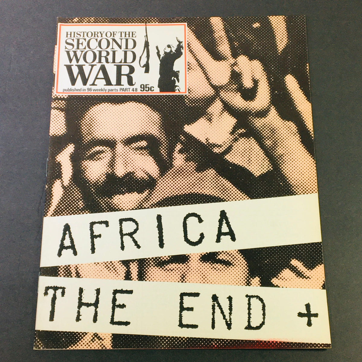Cover of the magazine 'VTG History of the Second World War Part 48' featuring the title 'AFRICA THE END'. The cover displays a historical photograph related to World War II, capturing the essence of the concluding battles in Africa.